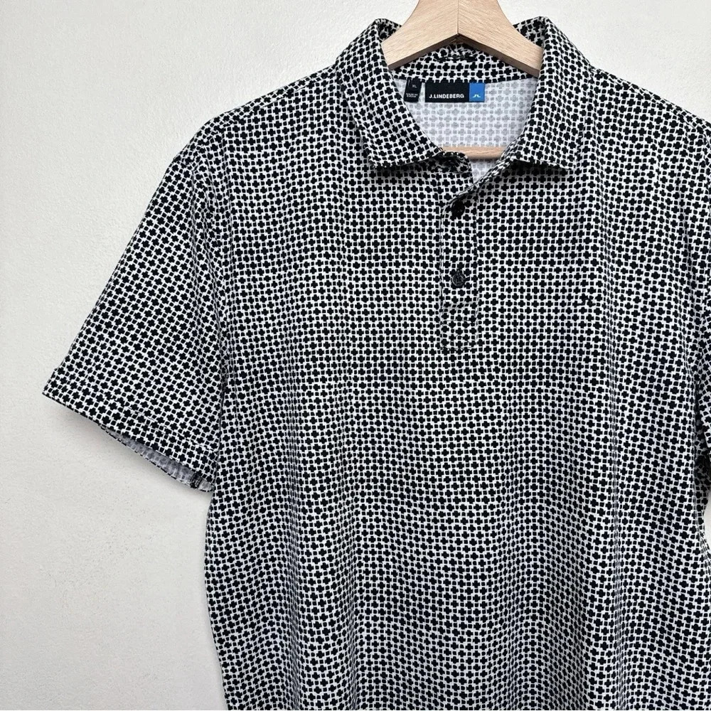 J. Lindeberg Mens Xlarge Tour Tech Slim Fit Geometric Print Polo Shirt - Picture 3 of 11